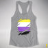 Nonbinary Pride Flag Ripped Reveal Racerback Tank - Heather Grey