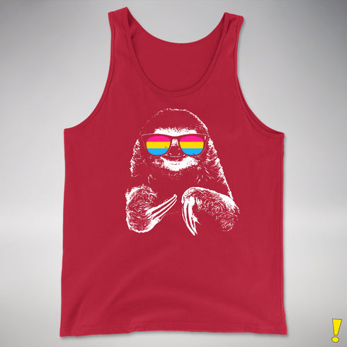 Pride Sloth Pansexual Flag Sunglasses Premium Tank Top - Red