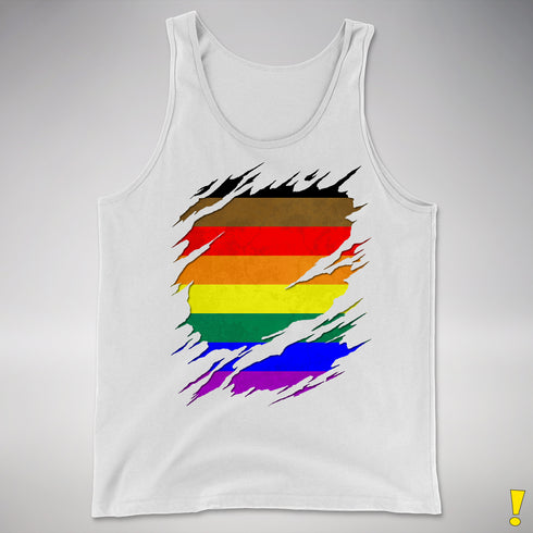 Philly LGBTQ Gay Pride Flag Ripped Reveal Premium Tank Top - White
