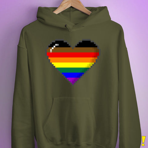 Philly LGBTQ Pride Pixel Heart Hoodie - Army