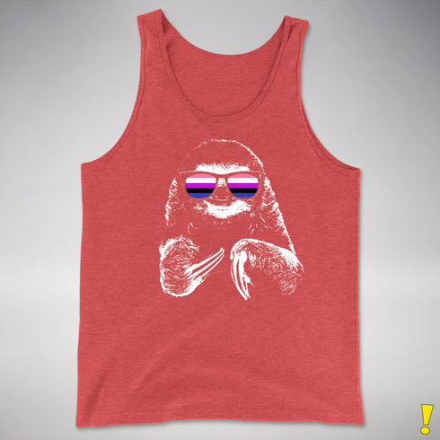 Pride Sloth Genderfluid Flag Sunglasses Premium Tank Top - Red Triblend