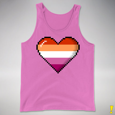 Lesbian Pride 8-Bit Pixel Heart Premium Tank Top - Neon Pink