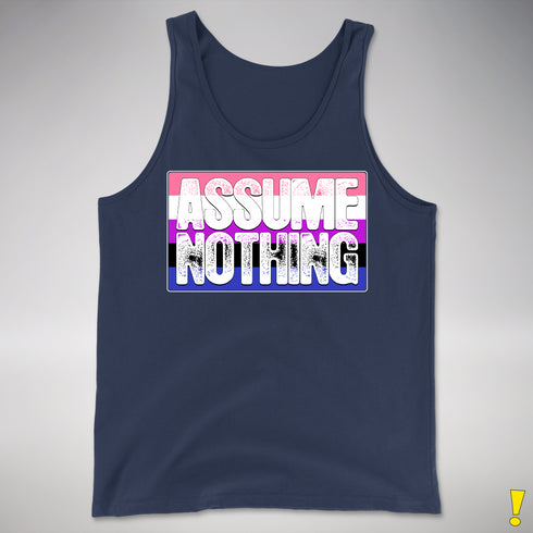 Assume Nothing Genderfluid Pride Flag Premium Tank Top - Navy