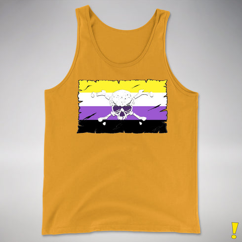 Nonbinary Pride Pirate Flag Premium Tank Top - Gold