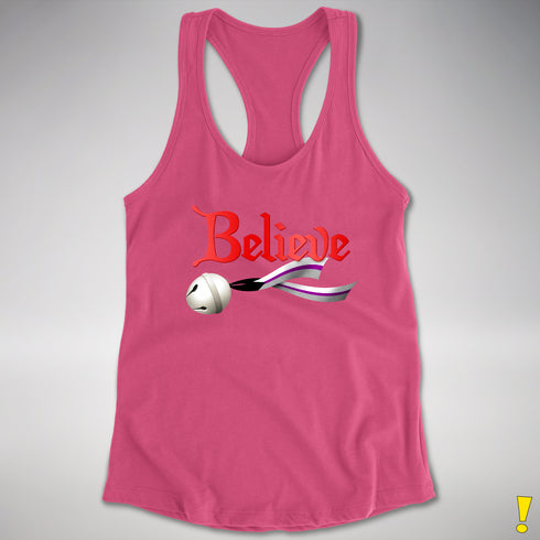 Believe Demisexual Pride Jingle Bell Racerback Tank - Hot Pink