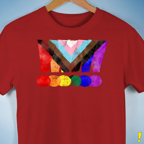 LGBTQ Progress Pride Grunge Exclamation Points Premium Unisex T-Shirt - Red