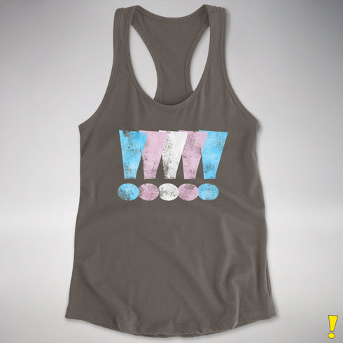 Transgender Pride Exclamation Points Women's Racerback Tank - Dark Grey