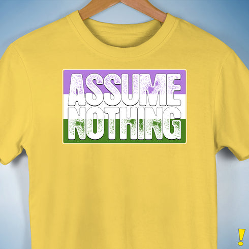 Assume Nothing Genderqueer Pride Flag Premium Unisex T-Shirt - Yellow
