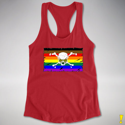 Philly LGBTQ Pride Pirate Flag Racerback Tank - Red