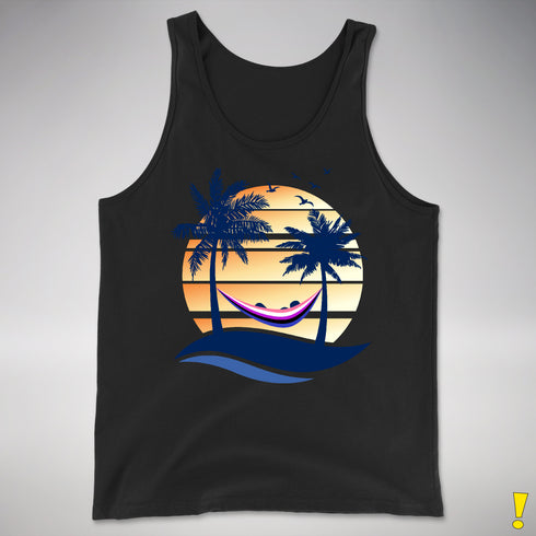 Genderfluid Pride Hammock Summer Beach Sunset Premium Tank Top - Black
