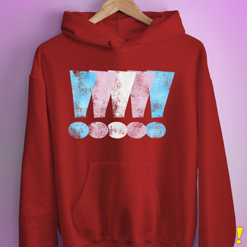 Transgender Pride Exclamation Points Hoodie - Red
