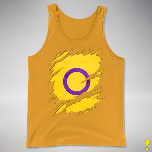 Intersex Pride Flag Ripped Reveal Premium Tank Top - Gold