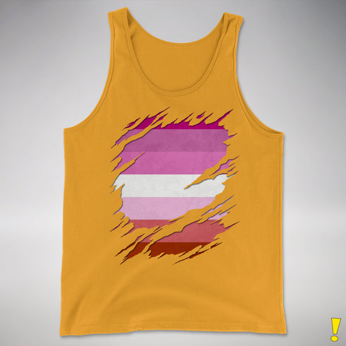 Pink Lesbian Ripped Reveal Premium Tank Top - Gold