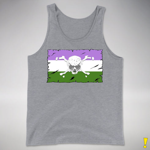 Genderqueer Pride Pirate Flag Premium Tank Top - Grey Heather