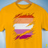 Lesbian Pride Flag Ripped Reveal Premium Unisex T-Shirt - Gold