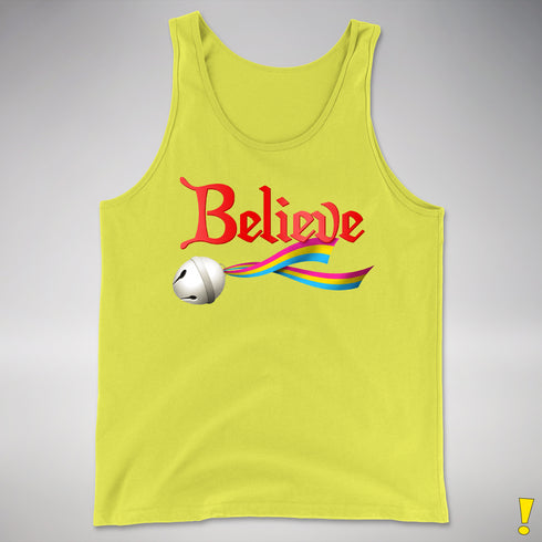 Believe Pansexual Pride Jingle Bell Premium Tank Top - Neon Yellow