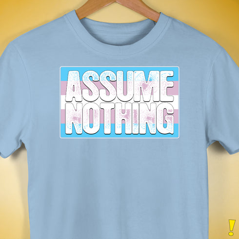 Assume Nothing Transgender Pride Flag Premium Unisex T-Shirt - Baby Blue
