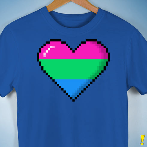 Polysexual Pride 8-Bit Pixel Heart Premium Unisex T-Shirt - Royal Blue