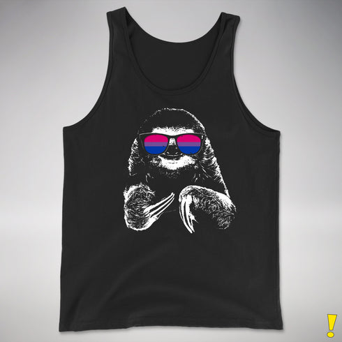 Pride Sloth Bisexual Flag Sunglasses Premium Tank Top - Black