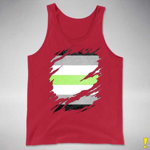 Agender Pride Flag Ripped Reveal Premium Tank Top - Red