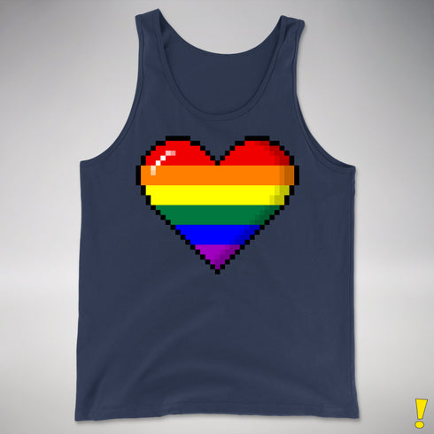 LGBTQ Pride Pixel Heart Premium Tank Top - Navy