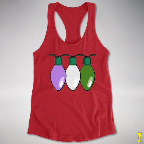 Genderqueer Pride Christmas Lights Racerback Tank - Red