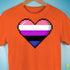 Genderfluid Pride 8-Bit Pixel Heart Premium Unisex T-Shirt - Orange