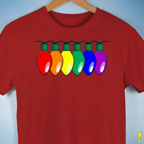 LGBTQ Pride Christmas Lights Premium Unisex T-Shirt - Red