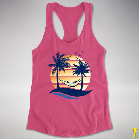 Agender Pride Hammock Summer Beach Sunset Racerback Tank - Hot Pink