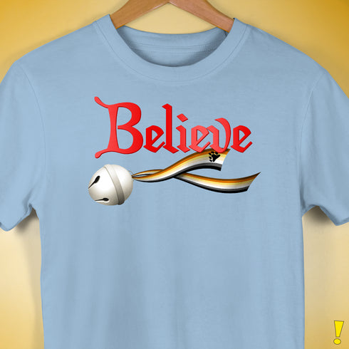 Believe Bear Pride Jingle Bell Premium Unisex T-Shirt - Baby Blue