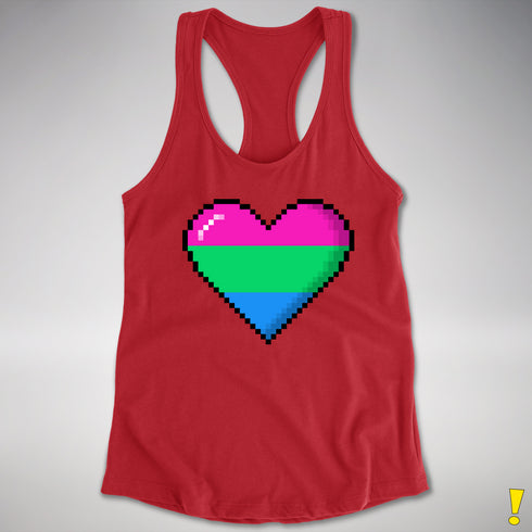 Polysexual Pride 8-Bit Pixel Heart Racerback Tank - Red