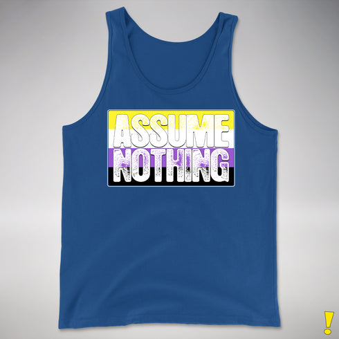 Assume Nothing Nonbinary Pride Flag Premium Tank Top - Royal Blue