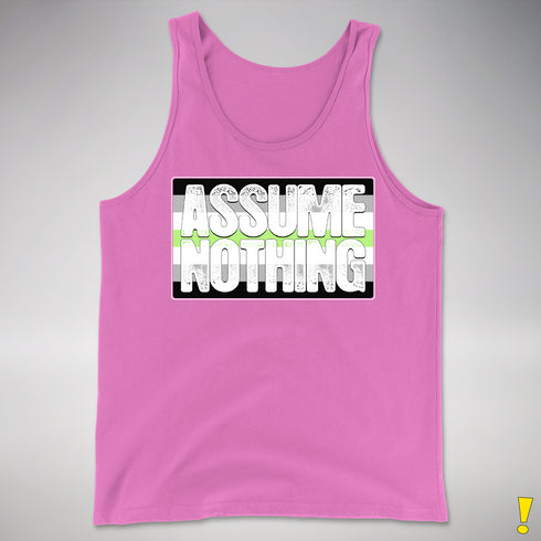Assume Nothing Agender Pride Flag Premium Tank Top - Neon Pink