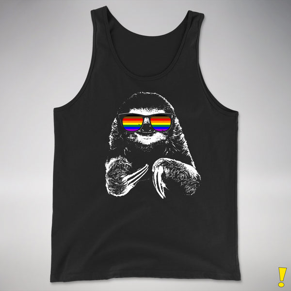 Pride Sloth Philly LGBTQ Pride Flag Sunglasses Premium Tank Top - Black
