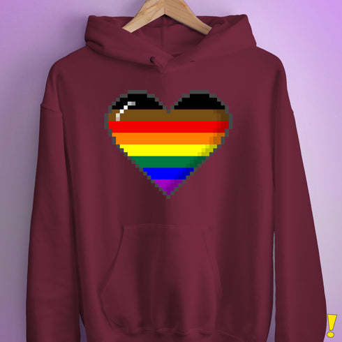 Philly LGBTQ Pride Pixel Heart Hoodie - Maroon