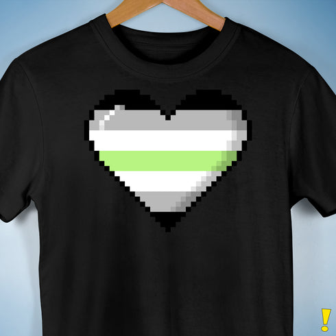 Agender Pride 8-Bit Pixel Heart Premium Unisex T-Shirt - Black