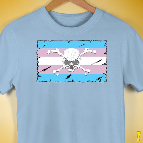 Transgender Pride Pirate Flag Premium Unisex T-Shirt - Baby Blue
