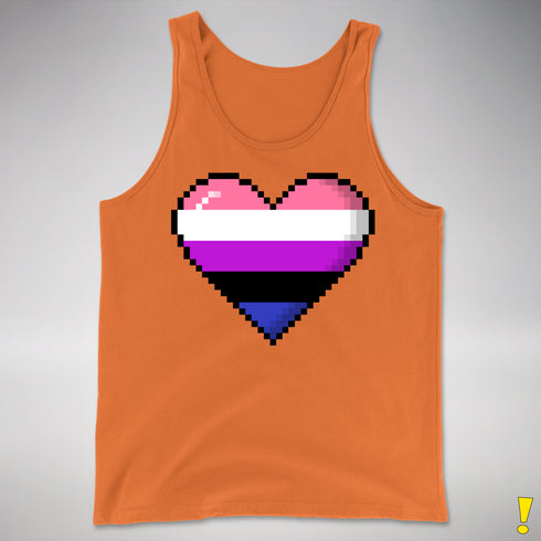 Genderfluid Pride 8-Bit Pixel Heart Premium Tank Top - Orange