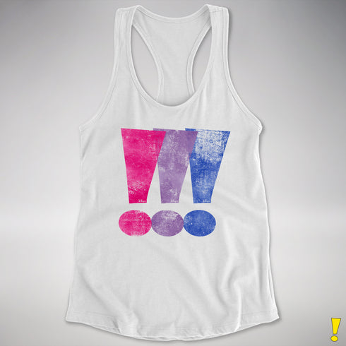 Bisexual Pride Exclamation Points Racerback Tank - White