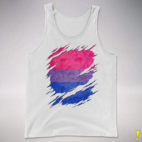 Bisexual Pride Flag Ripped Reveal Premium Tank Top - White