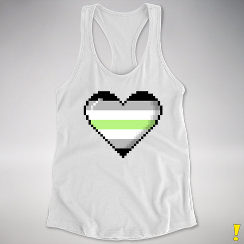 Agender Pride 8-Bit Pixel Heart Racerback Tank - White