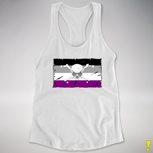 Asexual Pride Pirate Flag Racerback Tank - White