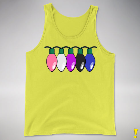 Genderfluid Pride Christmas Lights Premium Tank Top - Neon Yellow