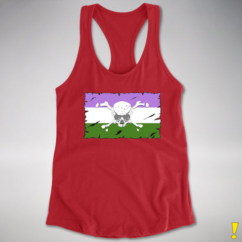 Genderqueer Pride Pirate Flag Racerback Tank - Red