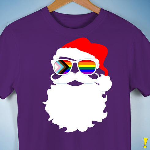 Santa’s LGBTQ Progress Pride Flag Shades Premium Unisex T-Shirt - Purple