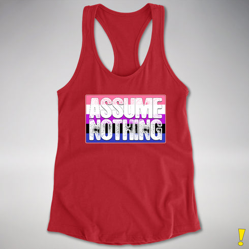 Assume Nothing Genderfluid Pride Flag Racerback Tank - Red