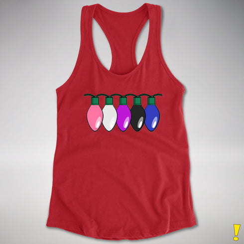 Genderfluid Pride Christmas Lights Racerback Tank - Red