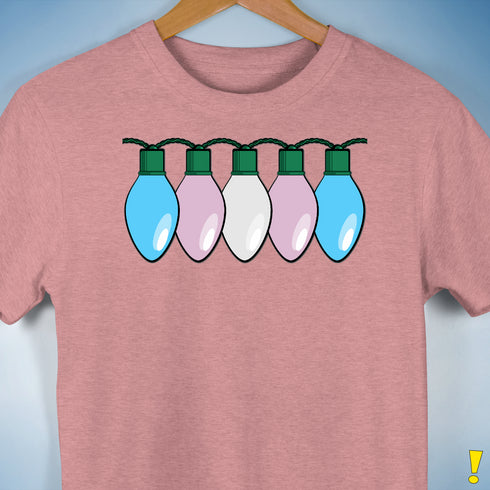 Transgender Pride Flag Christmas Lights Premium Unisex T-Shirt - Mauve Heather