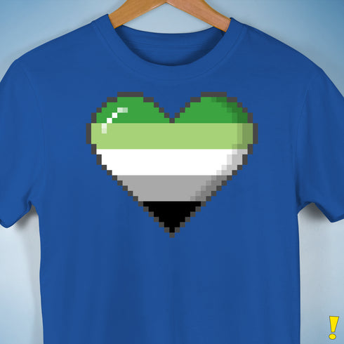 Aromantic Pride 8-Bit Pixel Heart Premium Unisex T-Shirt - Royal Blue