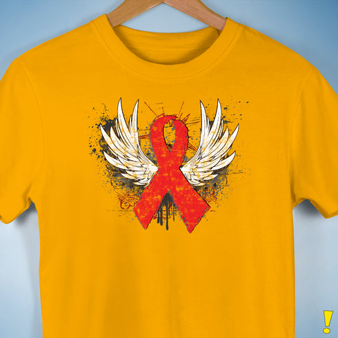 Winged Red Ribbon - World AIDS Day Premium Unisex T-Shirt - Gold